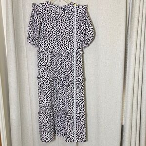 Pink Black and White Leopard Patterned Dress